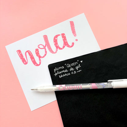 Pluma blanca "Queen" 0.8mm